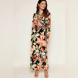 NWT Rixo Annora Wrap Dress In Cece Floral Black Size US 6
